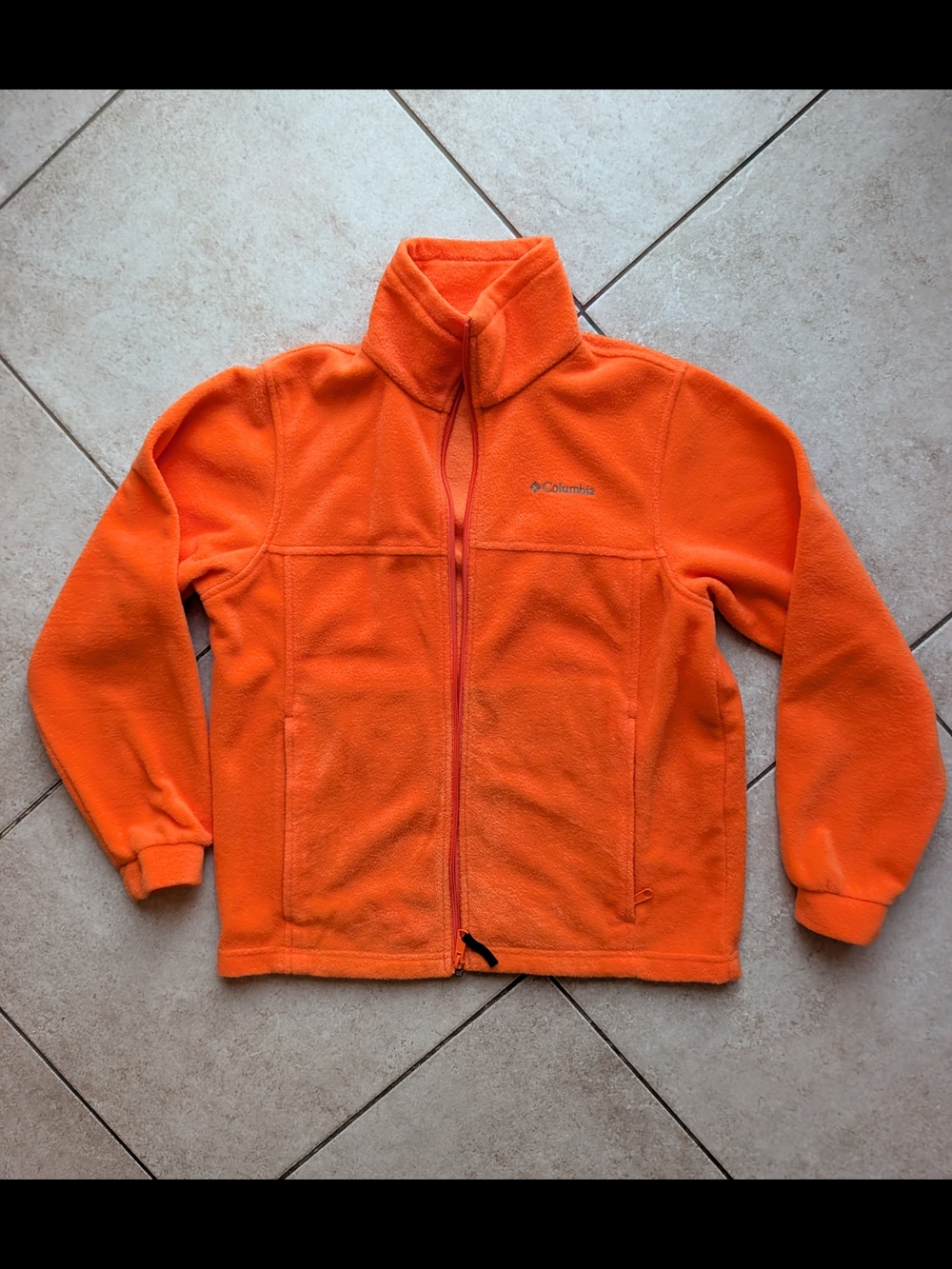 Columbia Youth Fleece Jacket Full Zip Bright Orange Size 14/16 (L/XL)